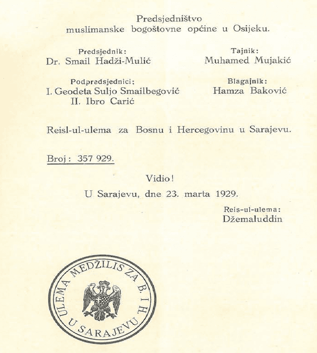 Osnivanje Muslimanske bogoštovne općine